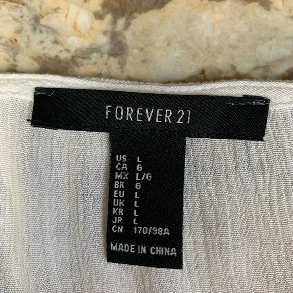 Forever 21 cute cropped long sleeve top belled sleeves tie front SZ LG - Picture 10 of 12